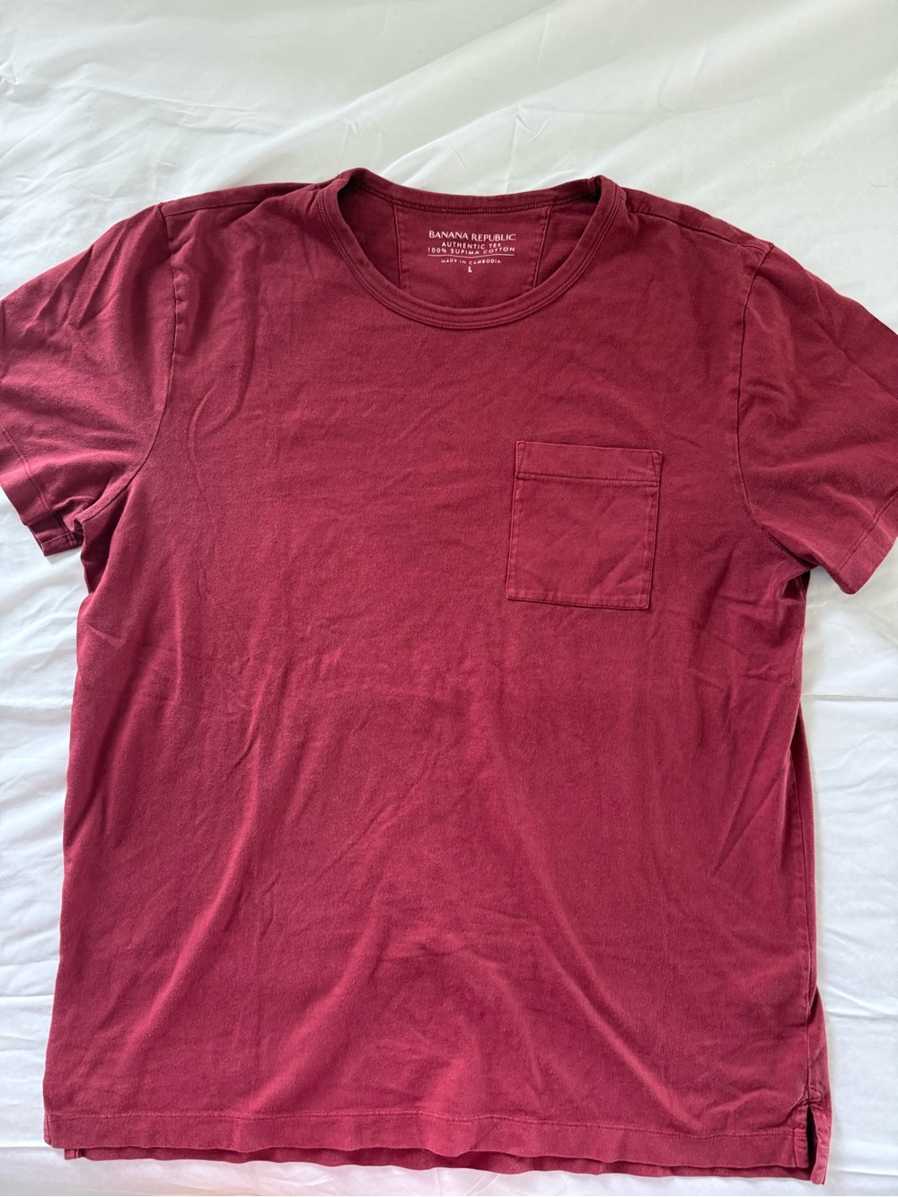 Banana Republic Maroon Burgundy 100% Supima Cotton Pocket T-Shirt Size Large